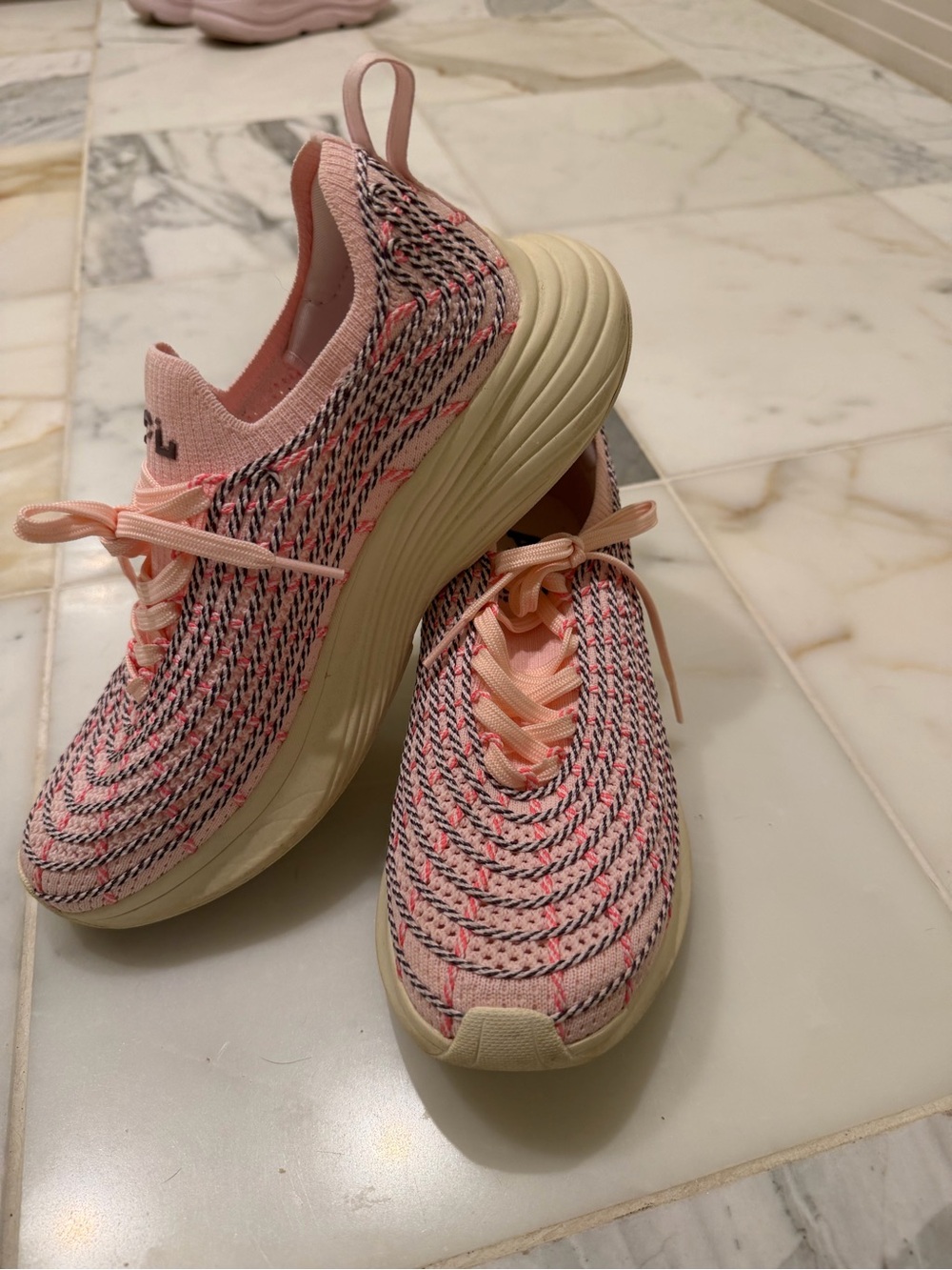 APL Women’s Pink Knit Slip-On Sneakers with Cream Sole